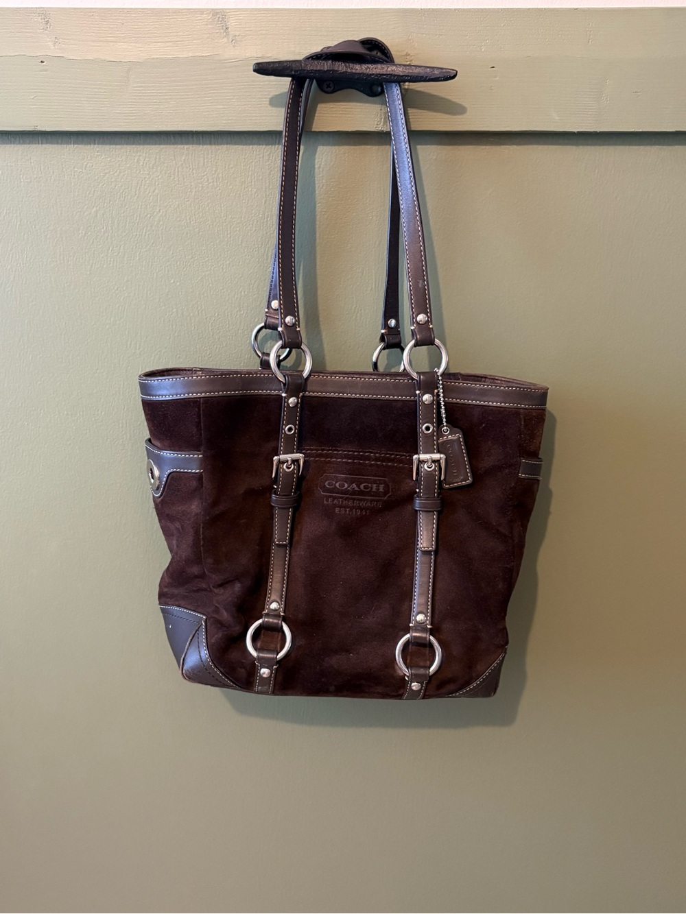 Coach Legacy Brown Suede Leather Tote Bag
